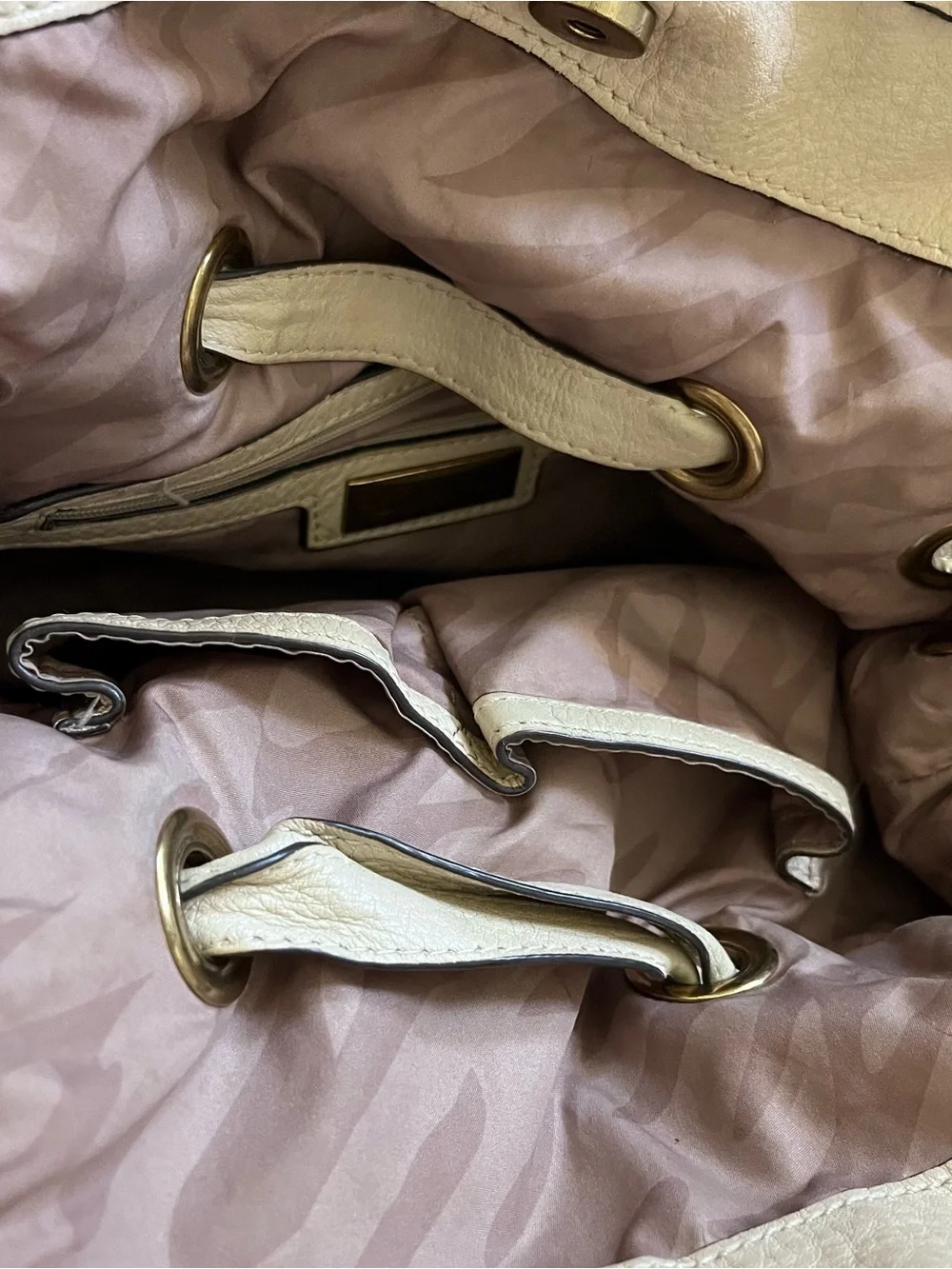 Anne Klein Cream Pebbled Leather Bag
